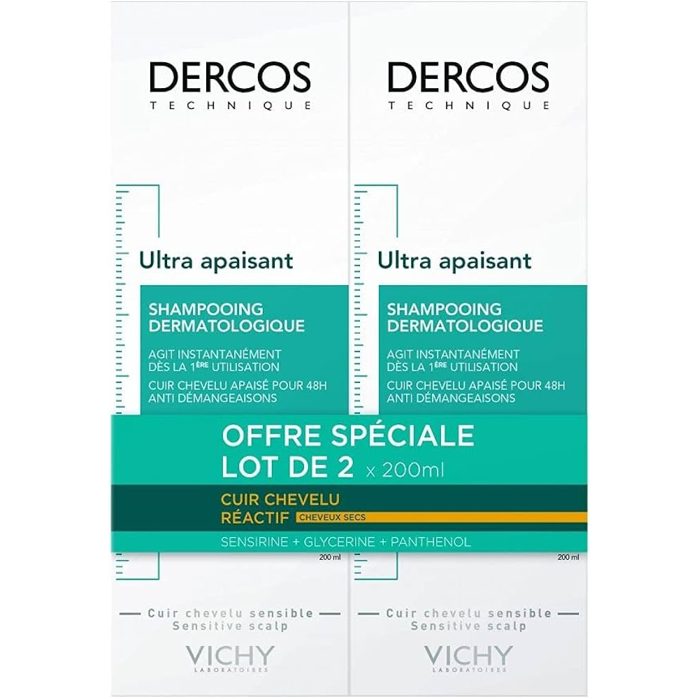 'Dercos Ultra Soothing' Shampoo - 200 ml, 2 Pieces