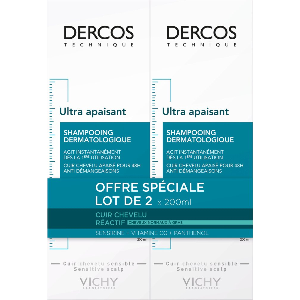 'Dercos Ultra Soothing' Shampoo - 200 ml, 2 Pieces