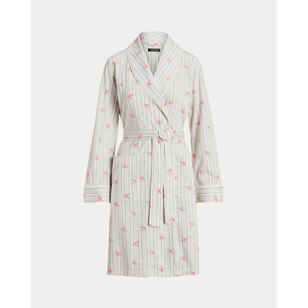 Women's 'Floral Striped Shawl-Collar' Robe