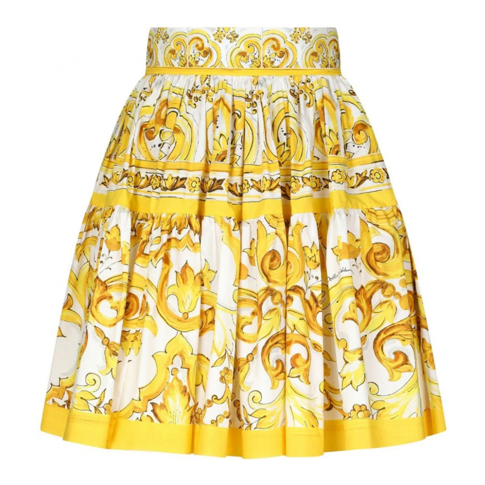 'Majolica-Print Pleated' Mini Rock für Damen