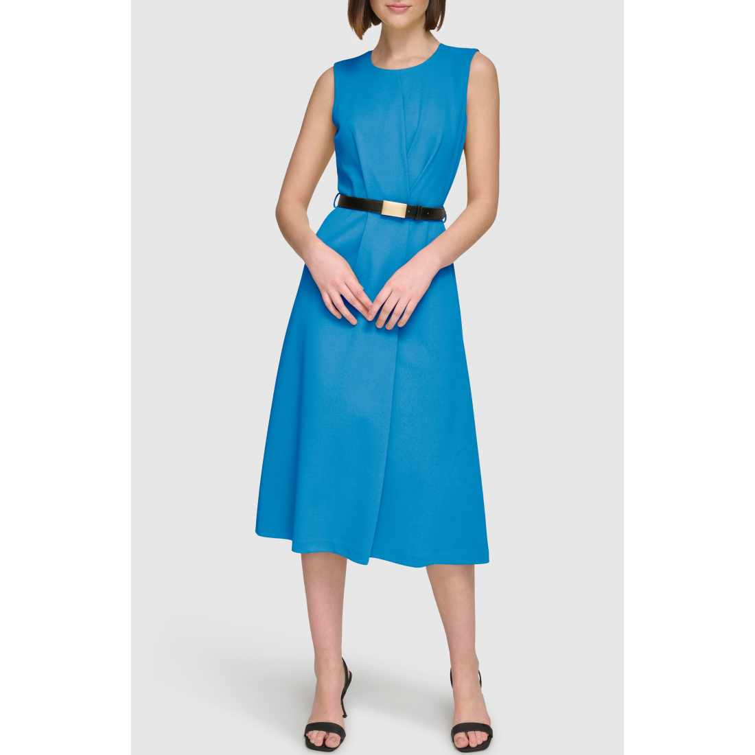 'Belted Sleeveless Midi' Ärmelloses Kleid für Damen