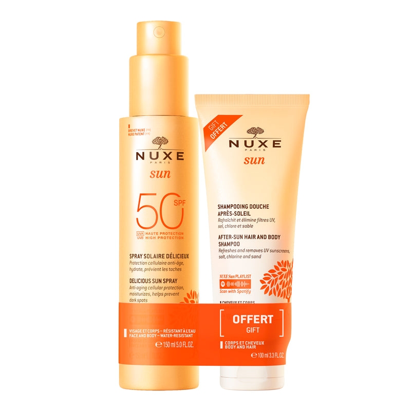 Sun Duo Spray Solaire Délicieux Haute Protection SPF50 et Shampooing Douche après-soleil - 2 Pièces