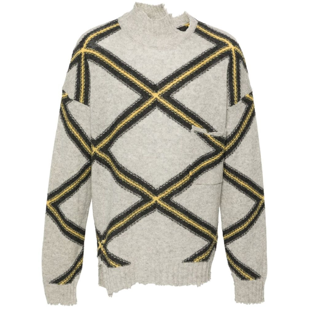 Men's 'Diamond-Check Distressed' Sweater