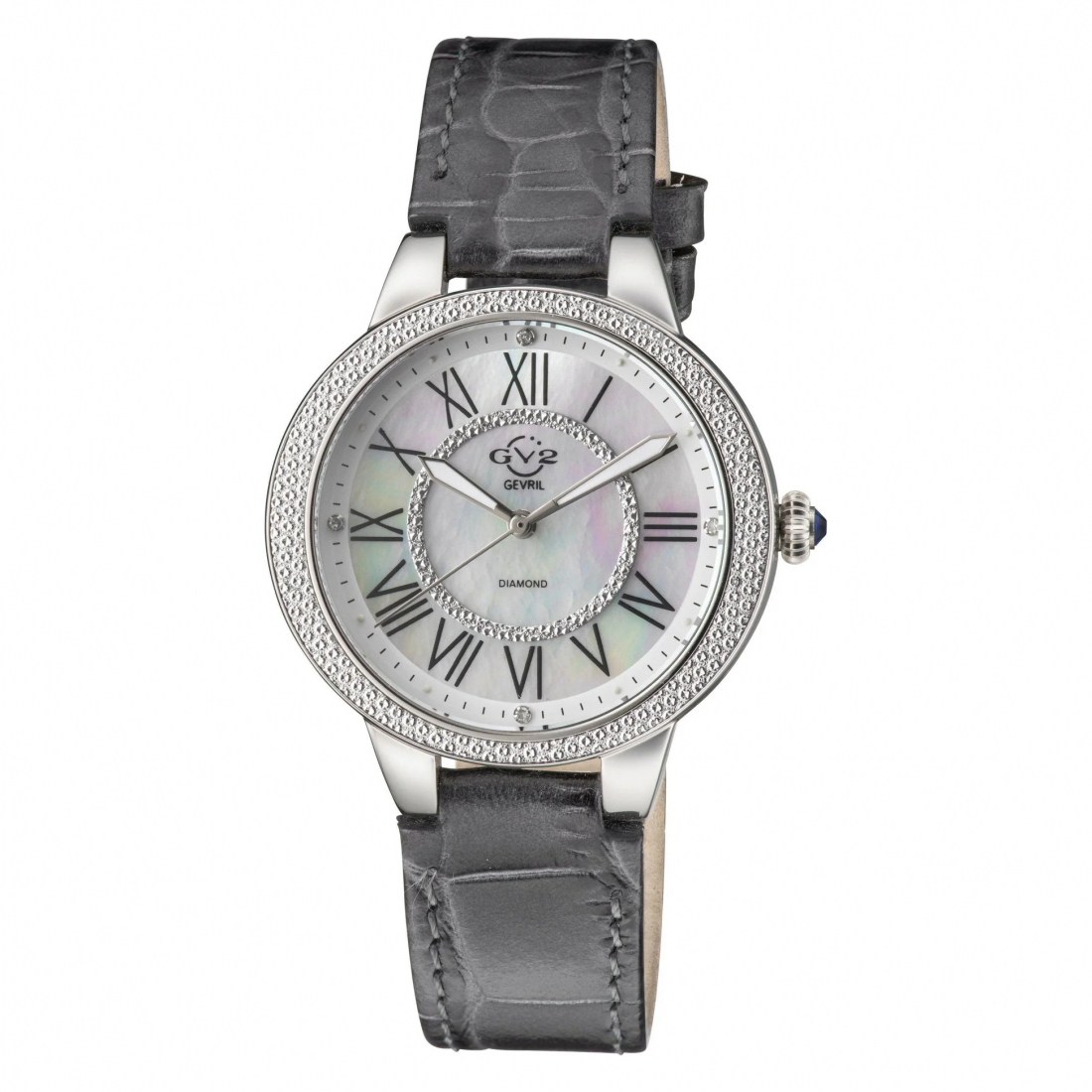 GV2 Astor II Women's Silver Dial Gray leather band Watch