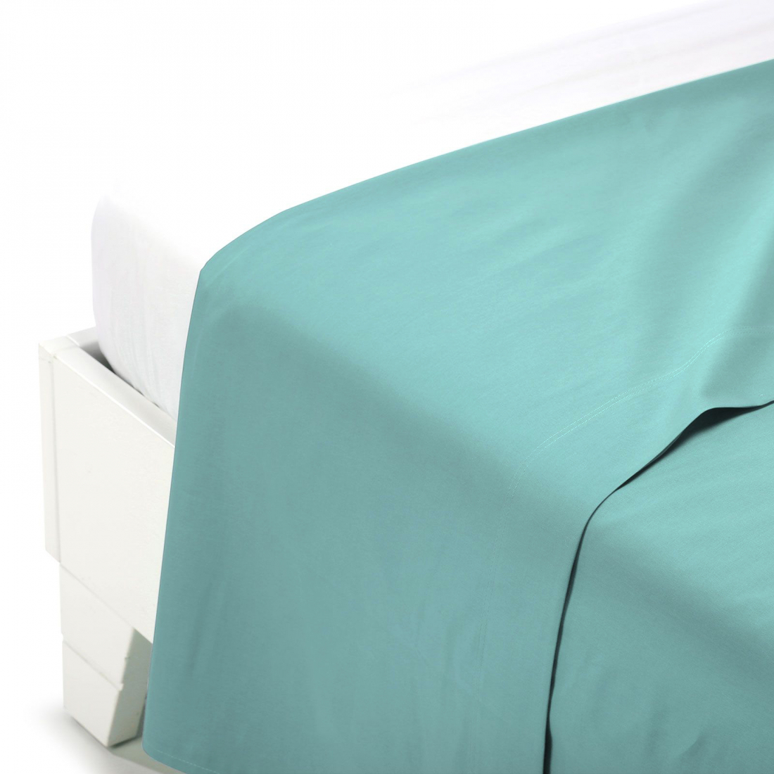 Plain Turquoise Cotton Flat Sheet - King size bed