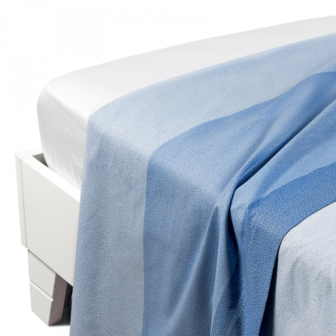 Joy Blue Cotton Flat Sheet - King size bed