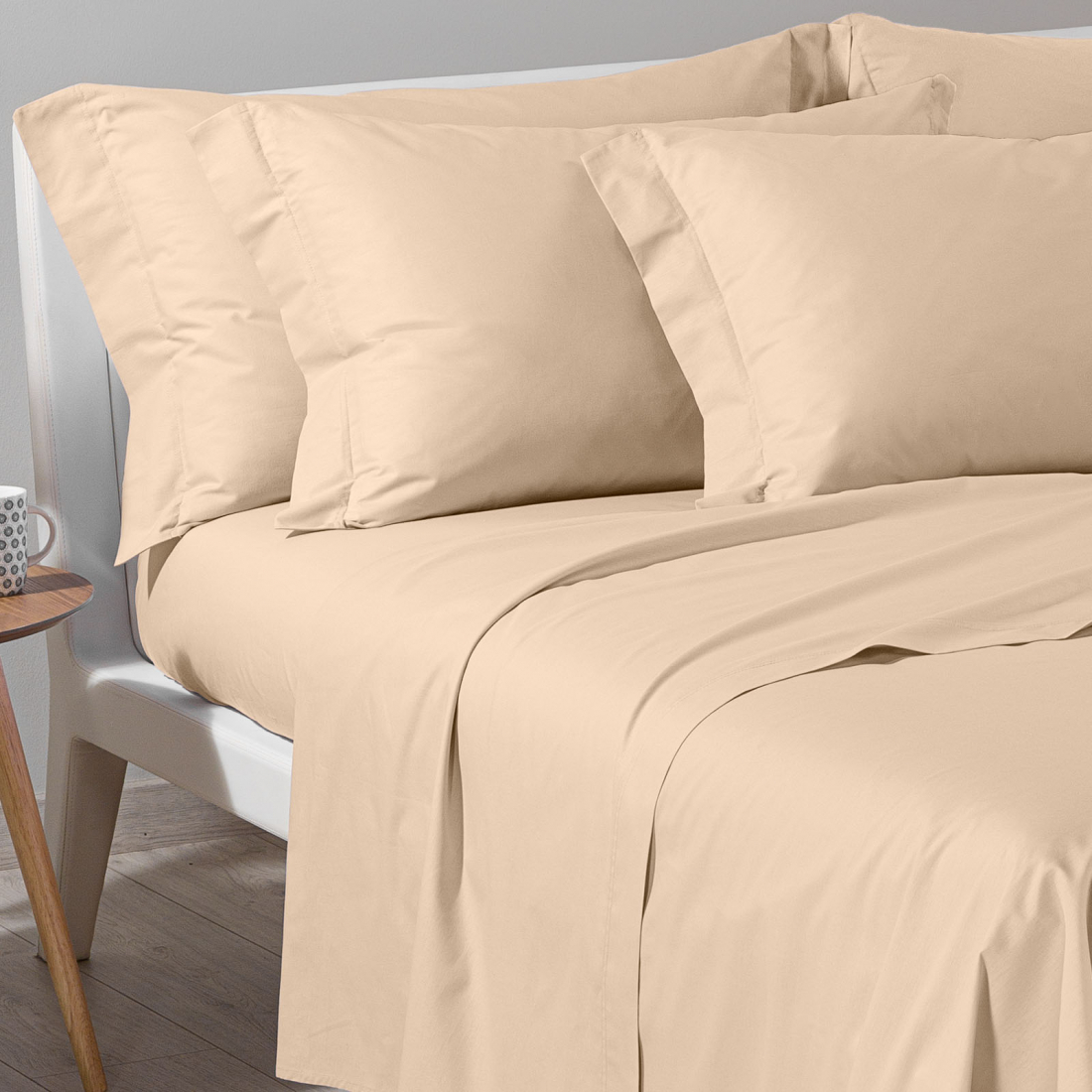 Plain Honey Sheet Set - Simple size bed, 3 Pièces