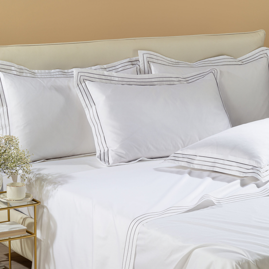 Melodie Gray Sheet Set - King size bed, 4 Pièces