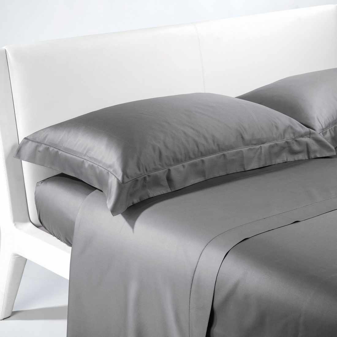 Satin Gray Sheet Set - King size bed, 4 Stücke