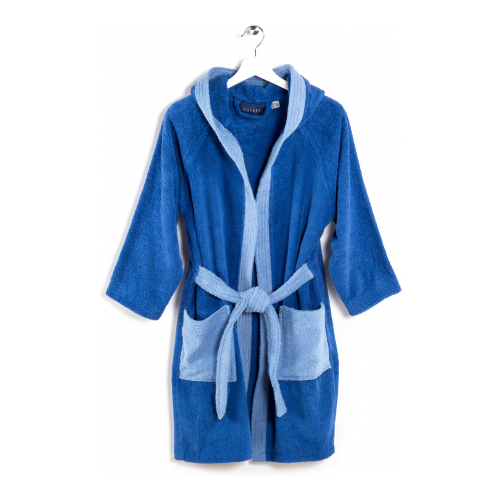 Young Blue Hooded Bathrobe