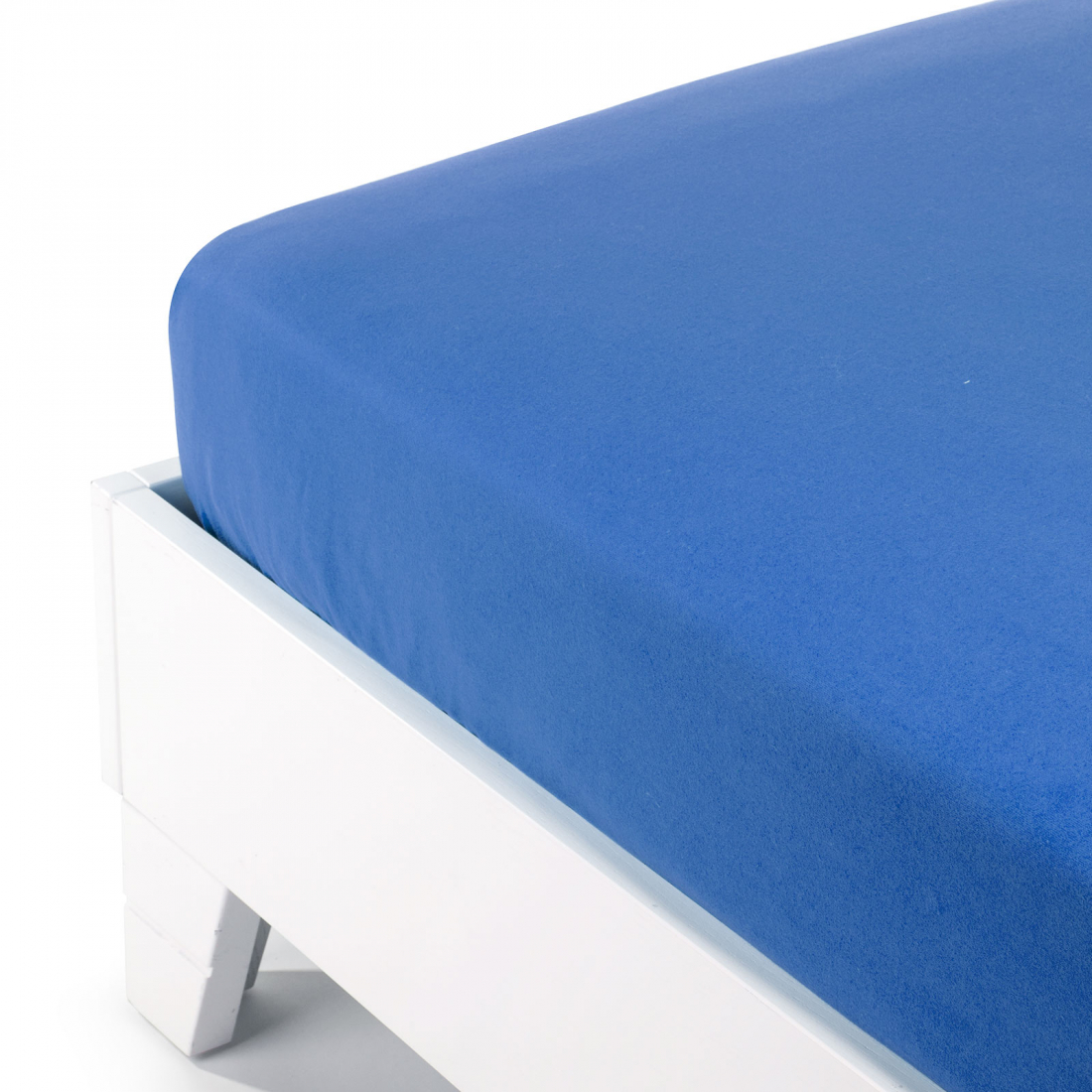 Plain Blue Flannel Fitted Sheet - King size bed