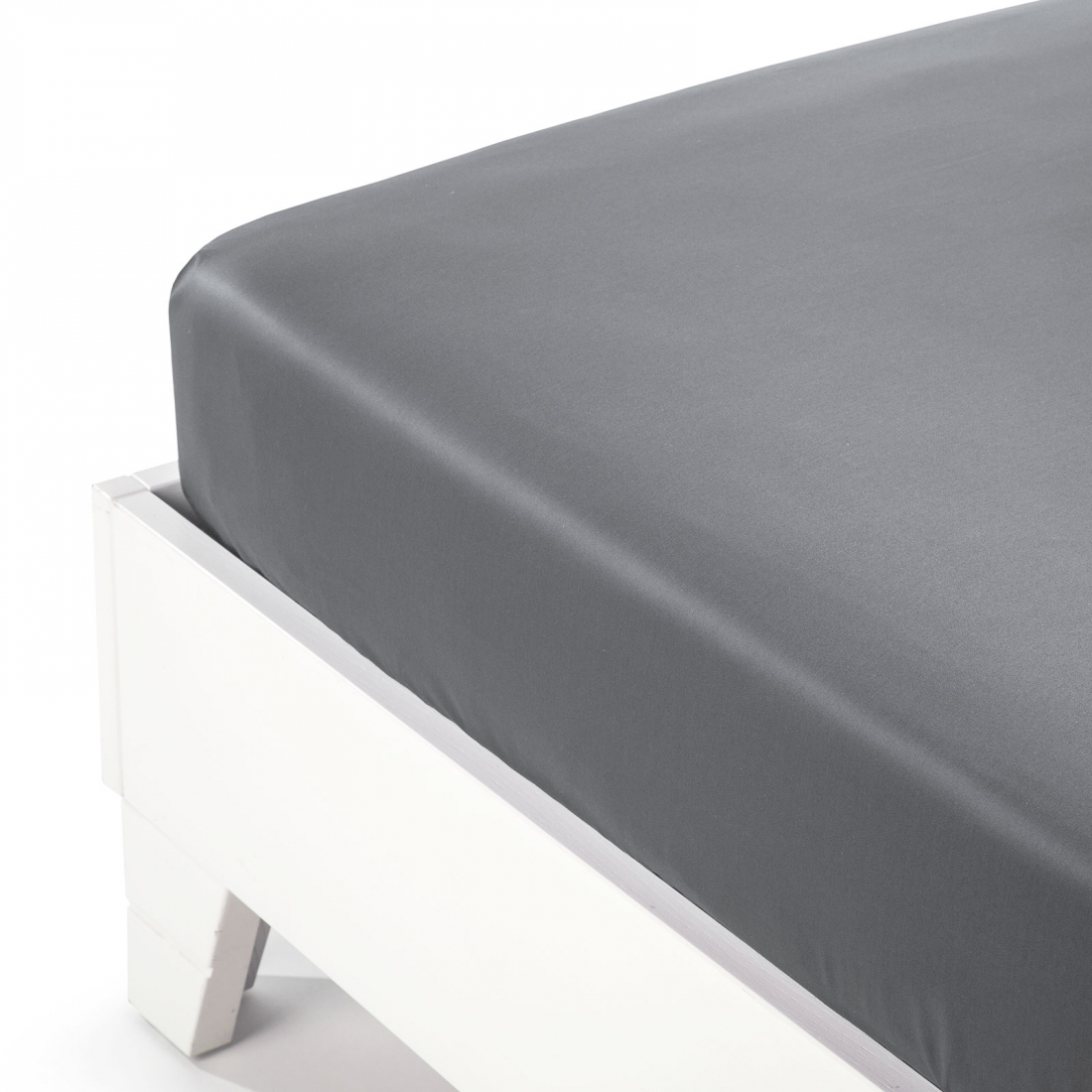 Satin Gray Cotton & Satin Fitted Sheet - King size bed