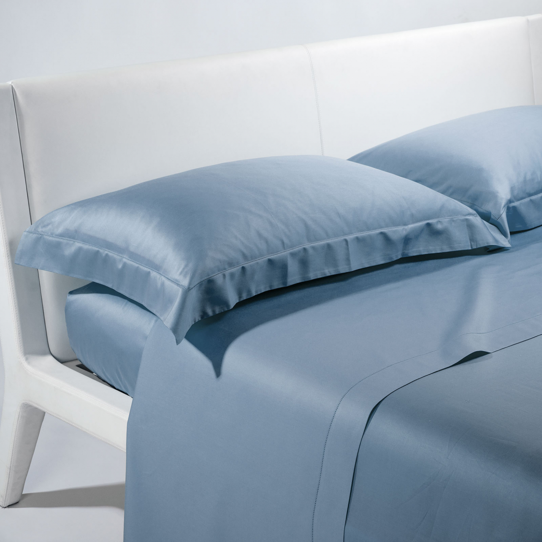 Satin Blue Sheet Set - King size bed, 4 Stücke