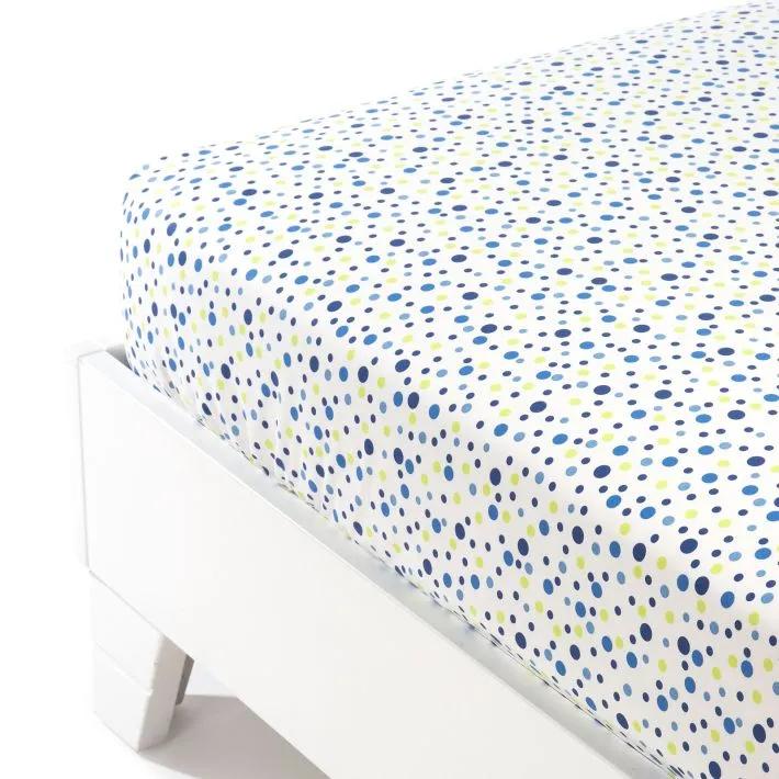 Polka Dot Blue Cotton Fitted Sheet - Double size bed