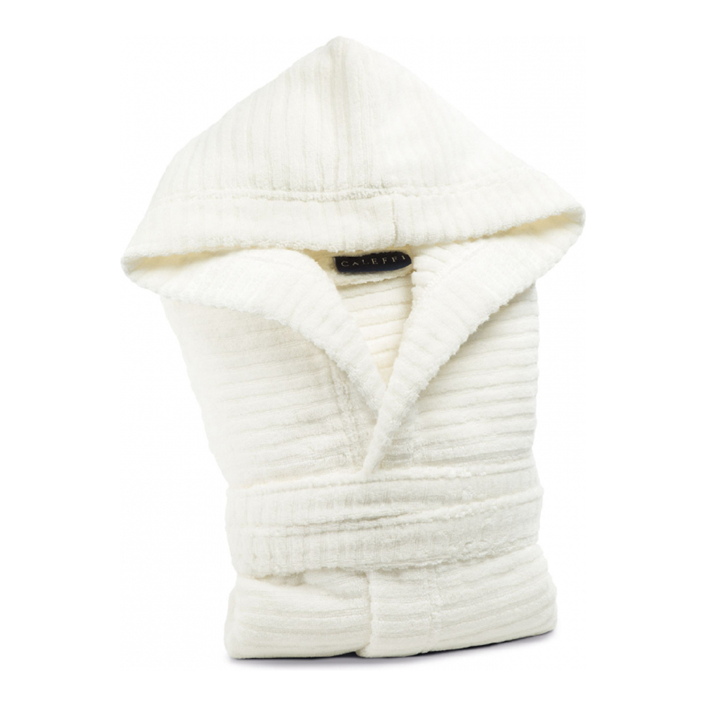 Stripe Cream Hooded Bathrobe