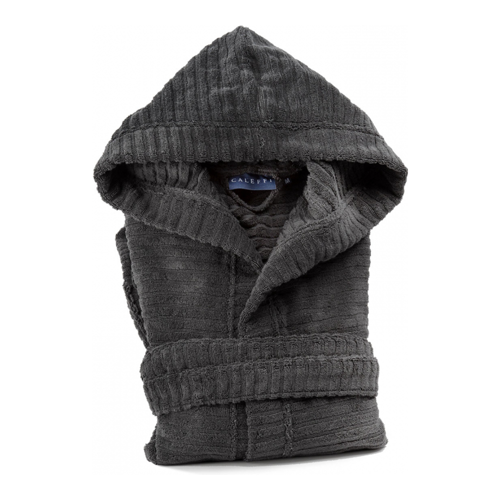 Stripe Anthracite Hooded Bathrobe