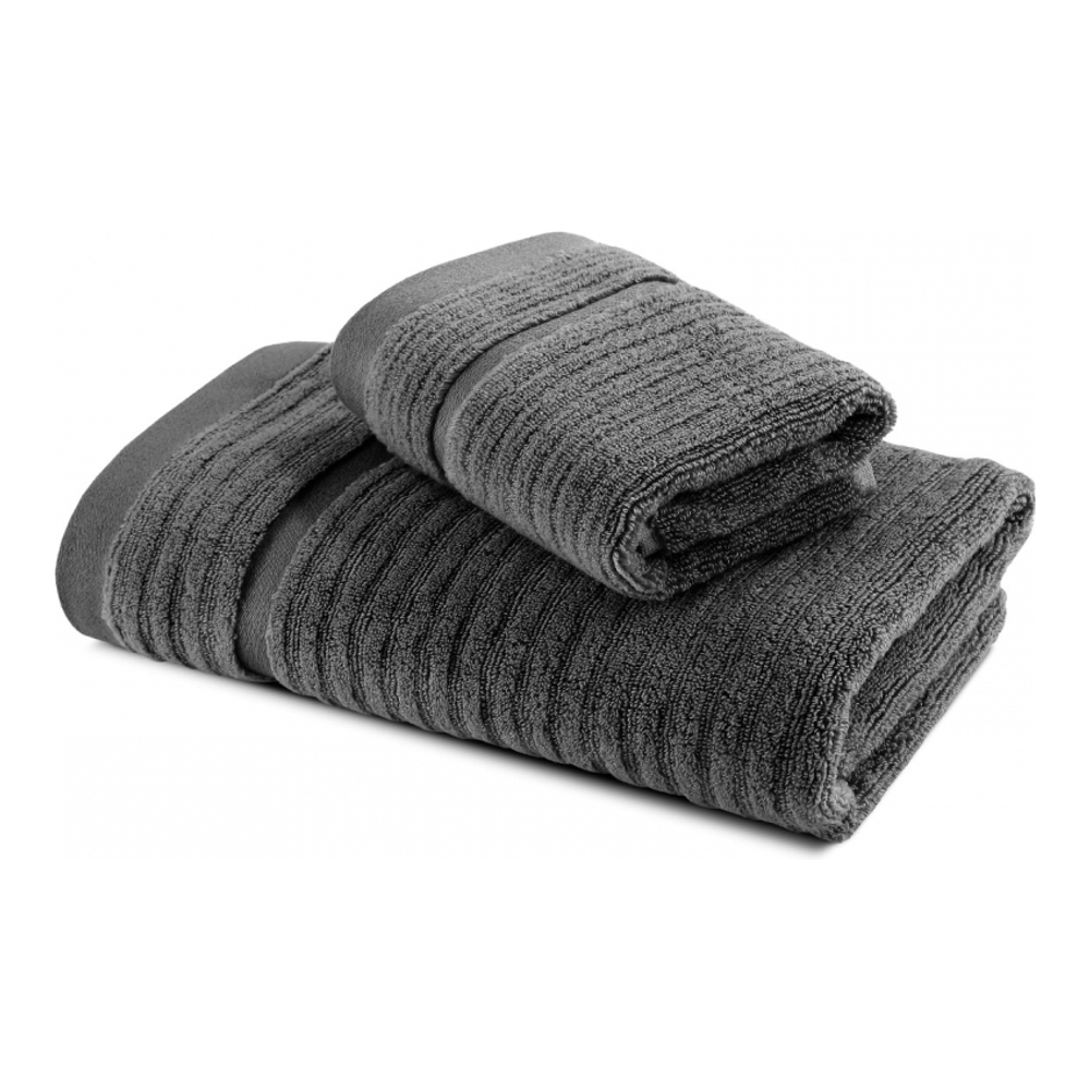 Set of Stripe Anthracite Towels  - 2 Pieces