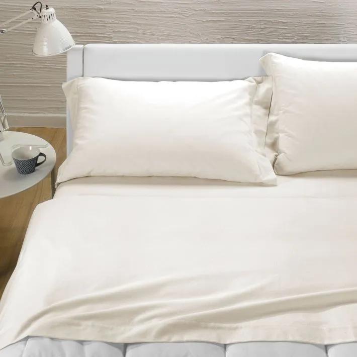 Plain Cream Flannel Sheet Set - Single size bed, 3 Pieces