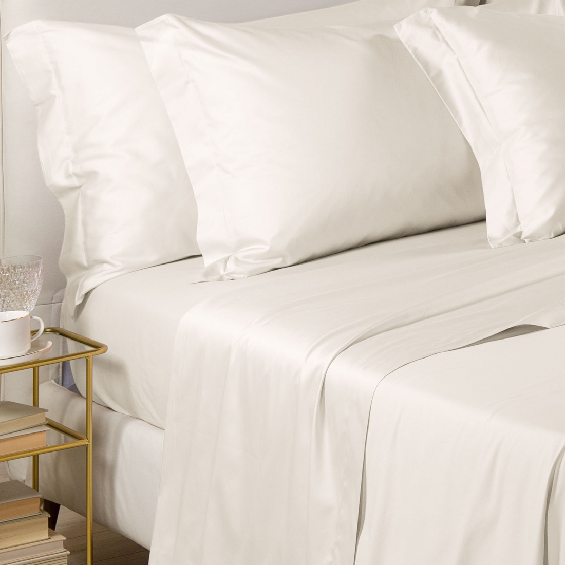 Class Cream Sheet Set - King size bed, 4 Pièces