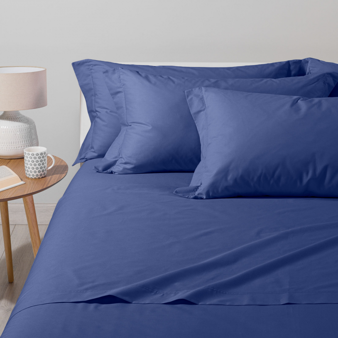 Plain Blue Sheet Set - Einzel size bed, 3 Stücke