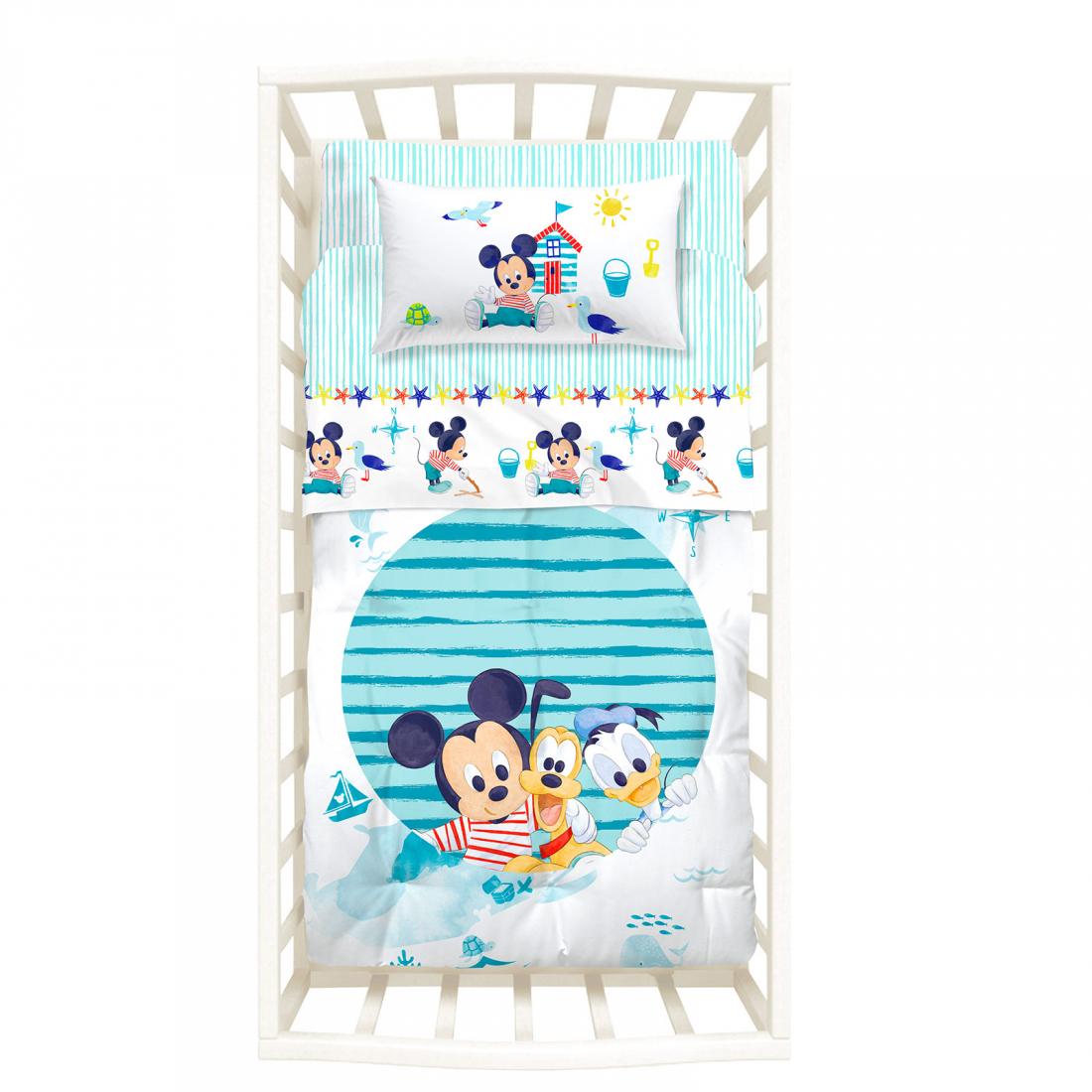 Mickey&Pluto Quilt With Cot Bumper  - Baby size 2 Pieces