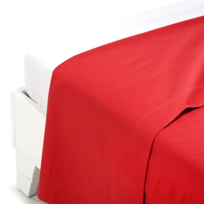 Plain Red Cotton Flat Sheet - King size bed