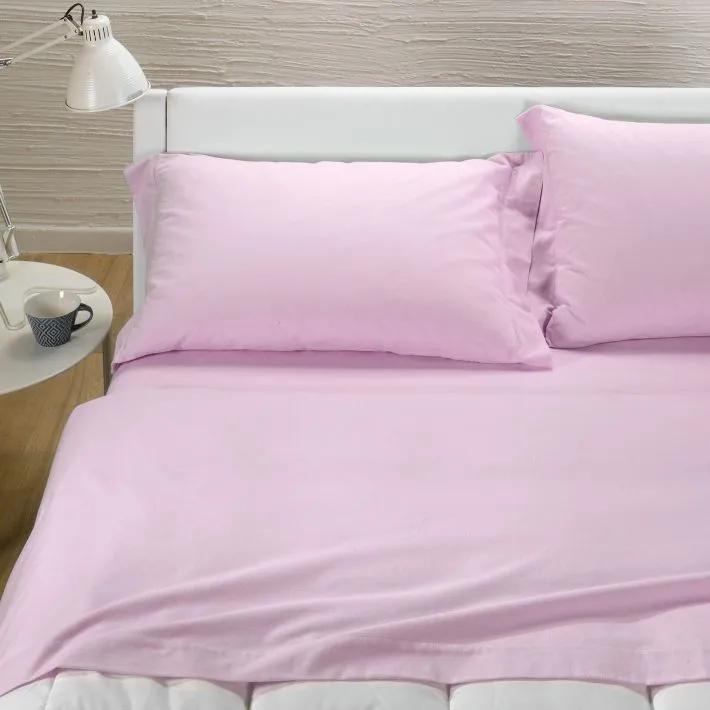 Plain Pink Flannel Sheet Set - Single size bed, 3 Pieces