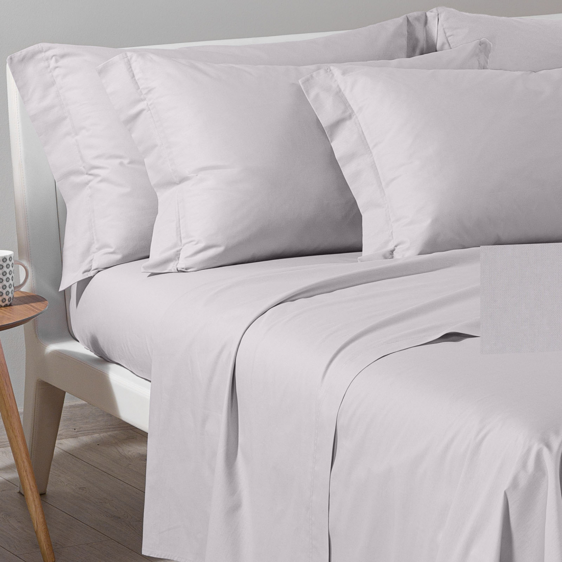 Plain Silver Sheet Set - Doppel size bed, 4 Stücke