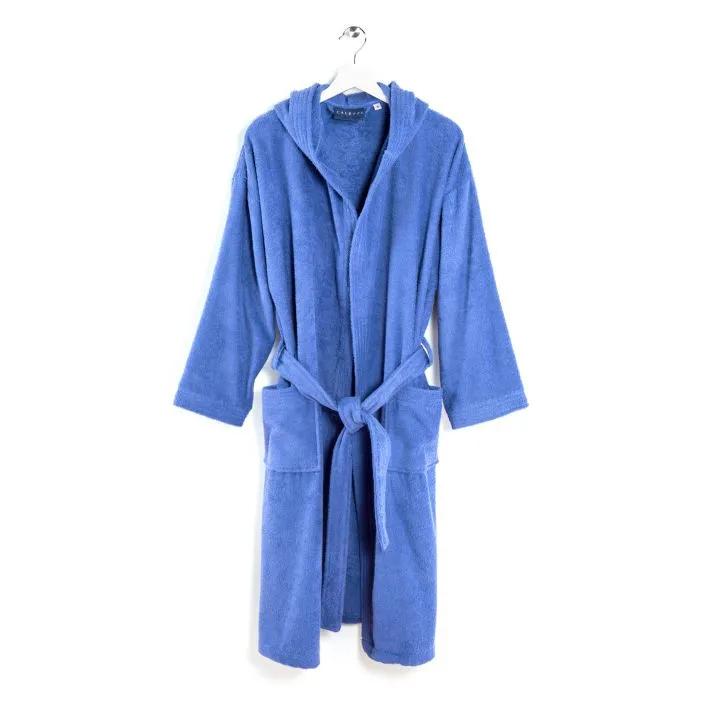 Oceano Blue Navy Hooded Bathrobe