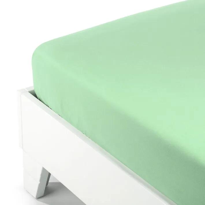 Plain Light Green Flannel Fitted Sheet - Single size