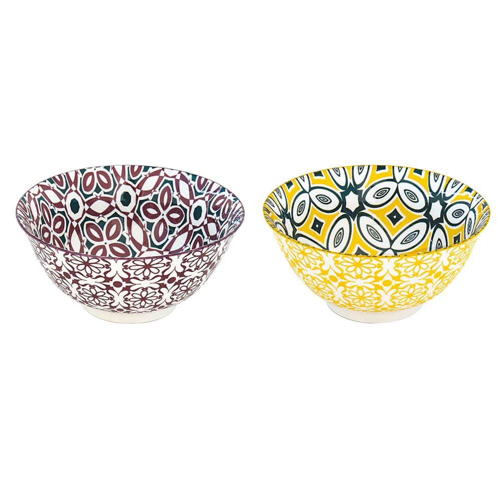 Set 2 Bowls Ø 15 cm In Stoneware In Gift Box Bali