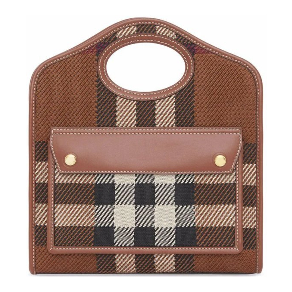 Women's 'Mini Knitted Check Pocket' Top Handle Bag