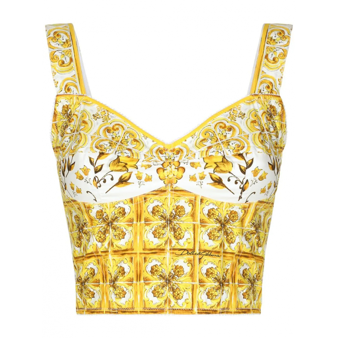 'Majolica-Print Corset' Crop Top für Damen