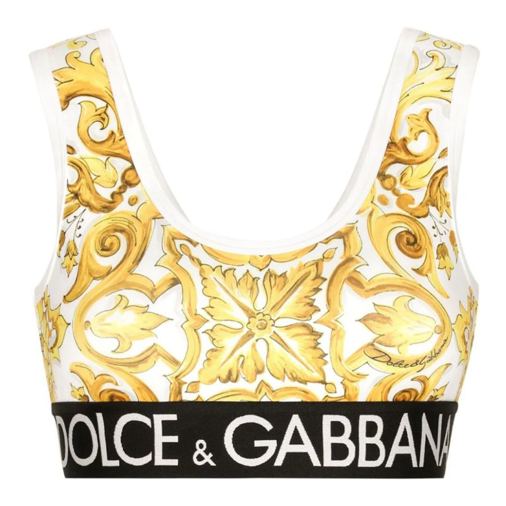 Crop Top 'Majolica-Print' pour Femmes