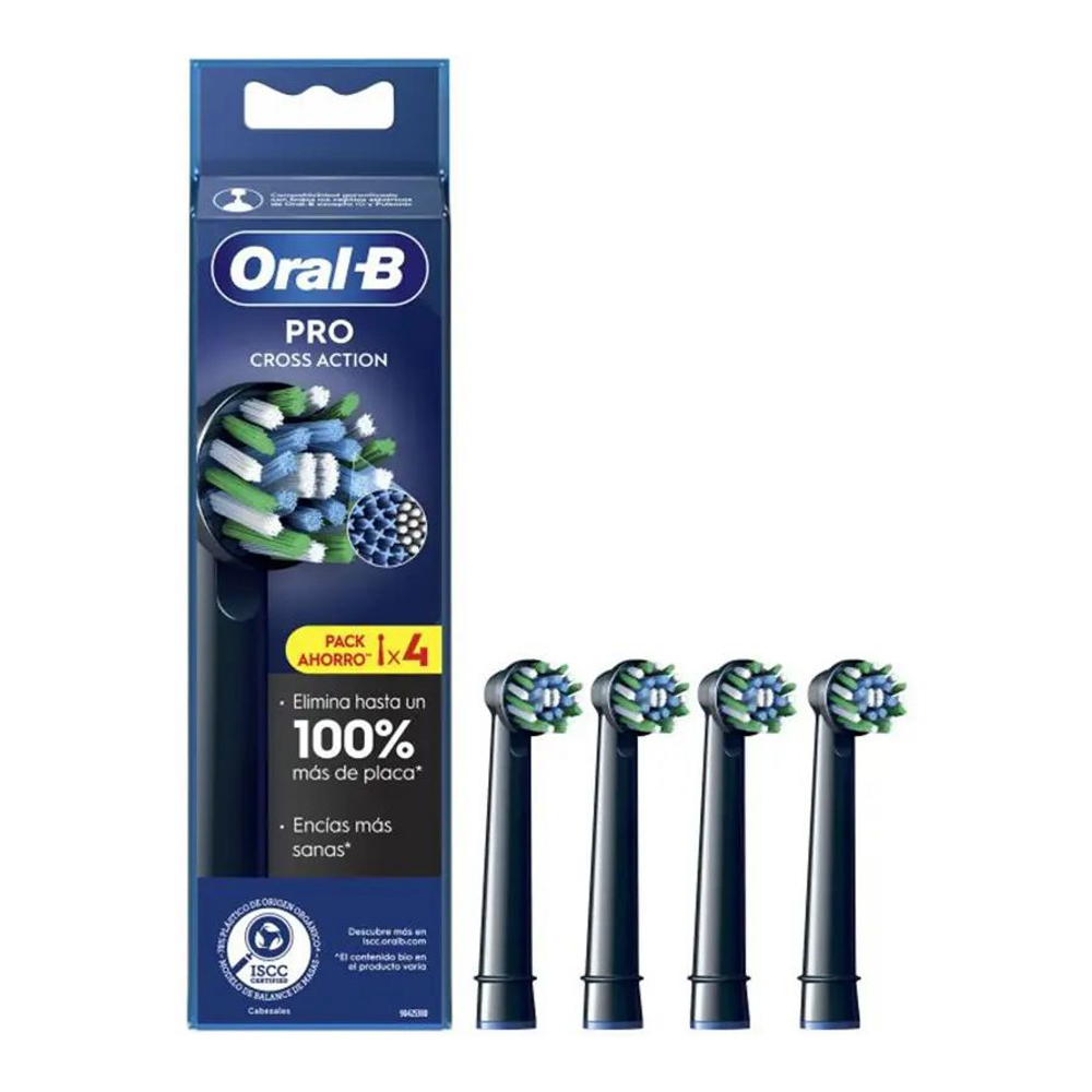 'Cross Action' Toothbrush Head Set - Black 4 Pieces