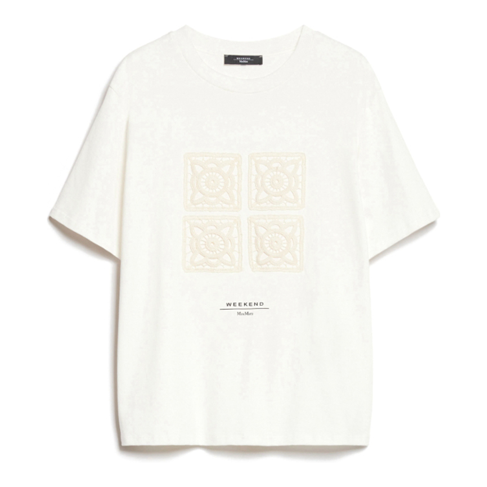 Women's 'Barbano With Embroidered Lettering Detail' T-Shirt