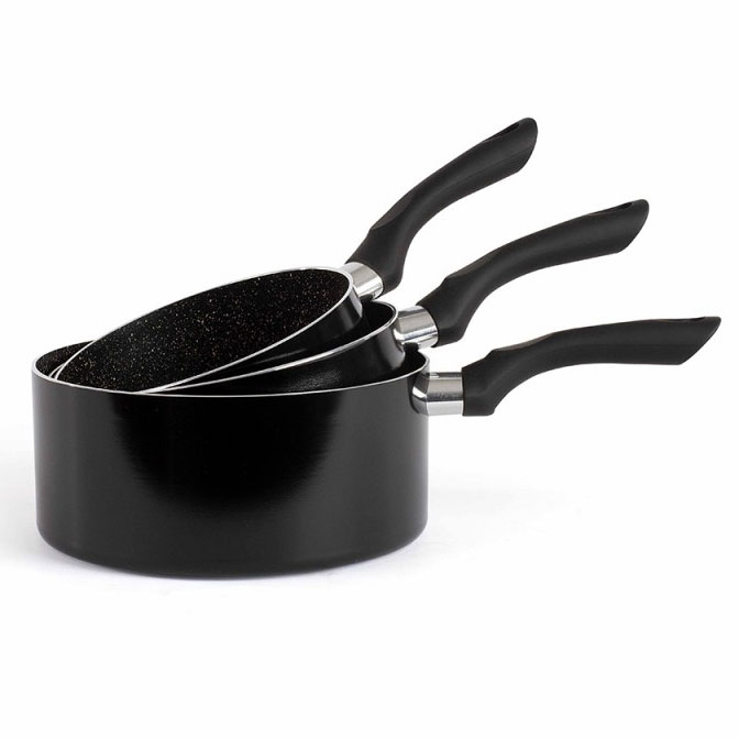 Set de 3 casseroles noir aspect pierre