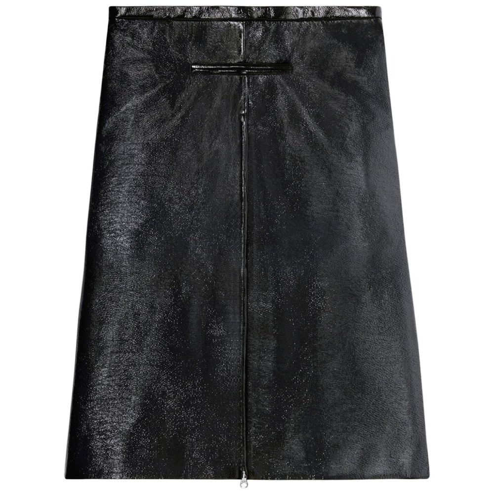 'Zip-Detail Coated' Midi Rock für Damen