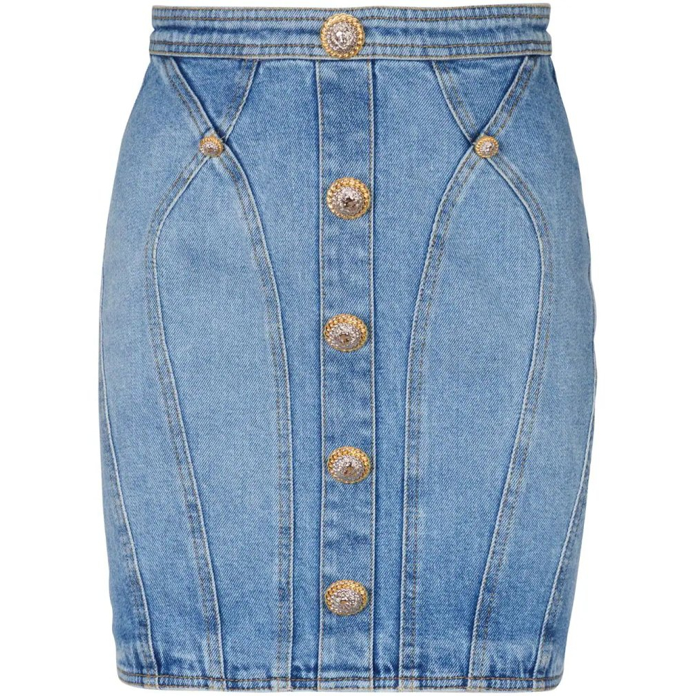 Women's 'Button-Embellishment' Denim Skirt