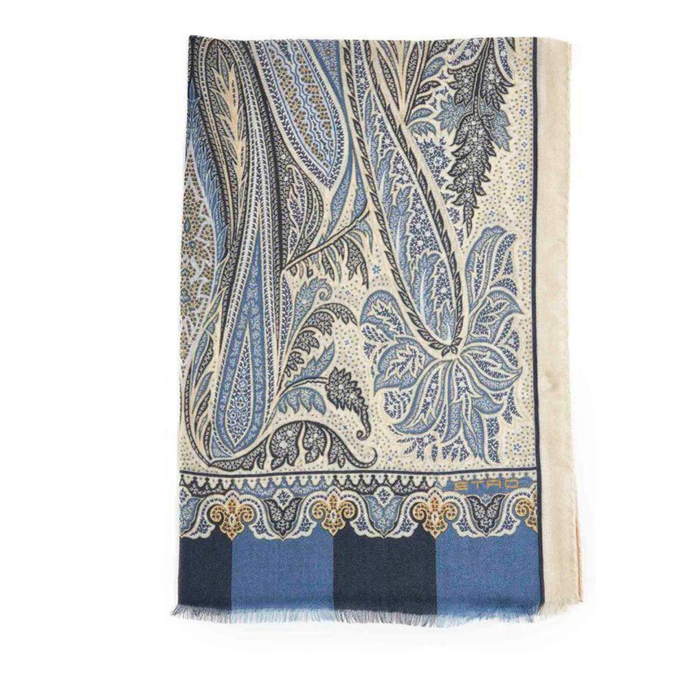 Men's 'Paisley-Print Frayed-Edge' Wool Scarf