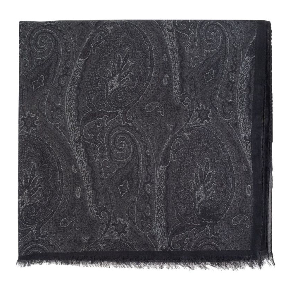 Men's 'Paisley-Print Frayed-Edge' Wool Scarf