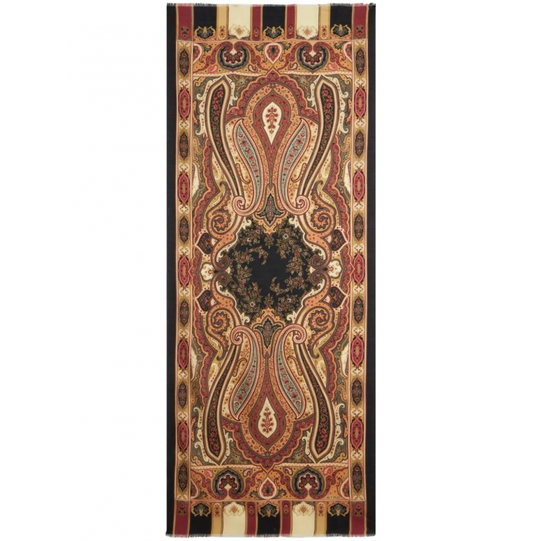 Women's 'Paisley-Print Fringed-Edge' Wool Scarf