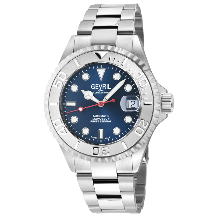 Men's Wall Street Light Blue Sunray Dial, Silver Bezel, 316L Stainless Steel Bracelet Watch