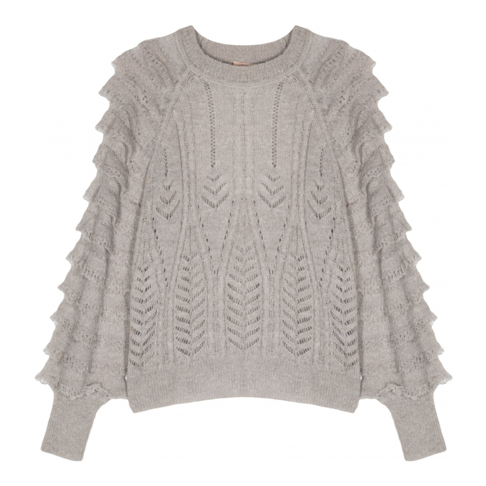 Women's 'Ruffled-Detailing Open-Kinit' Sweater