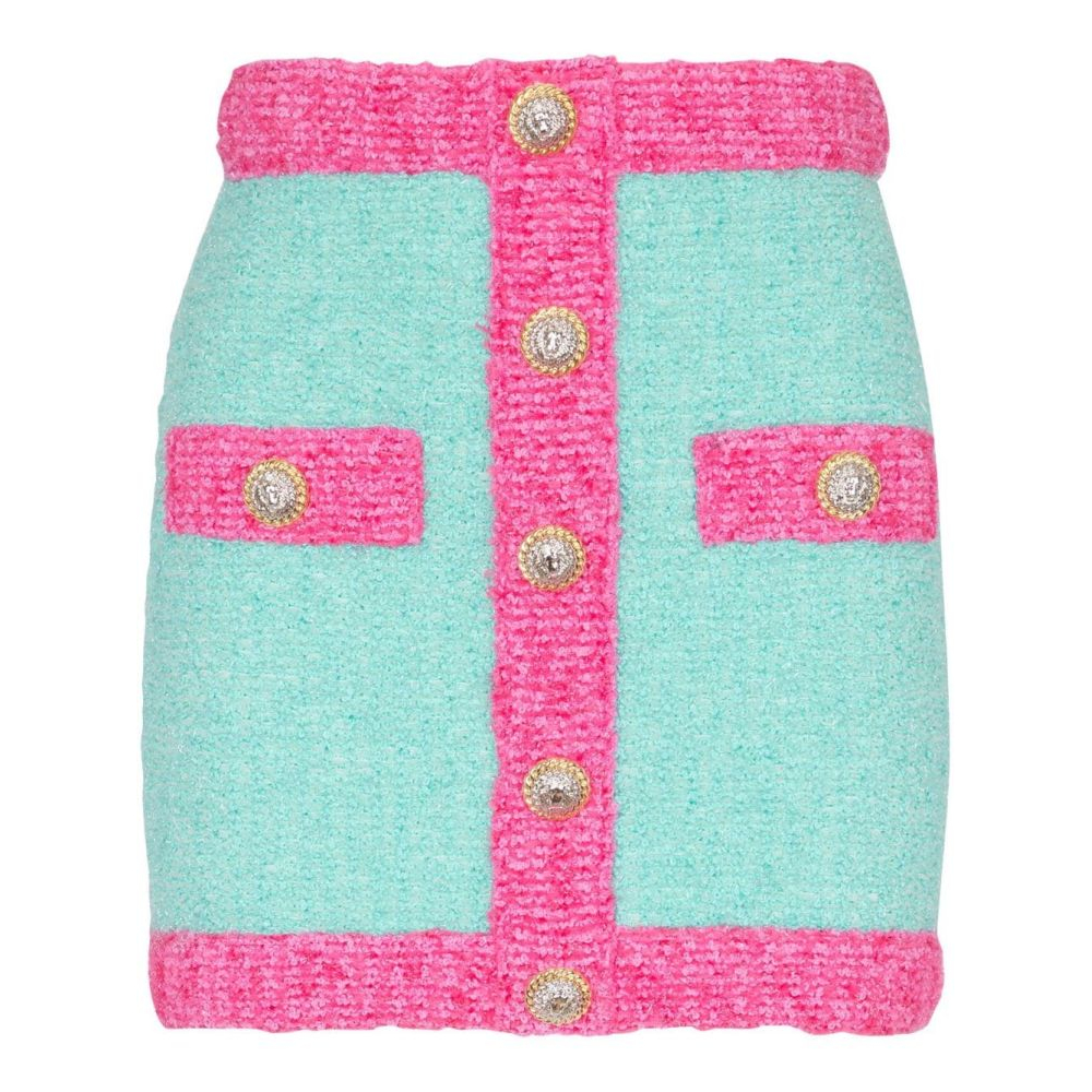 Women's 'Button-Embellished Bouclé' Mini Skirt