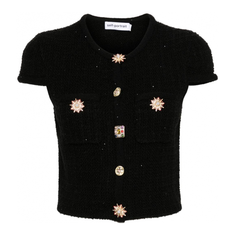 'Crystal Embellished-Buttons' Strickjacke für Damen