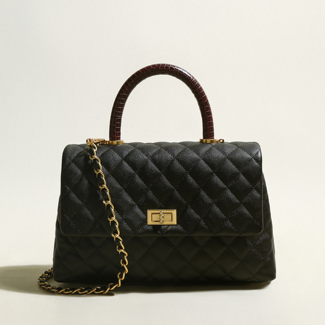 Women's 'Quilted Chainstrap' Top Handle Bag