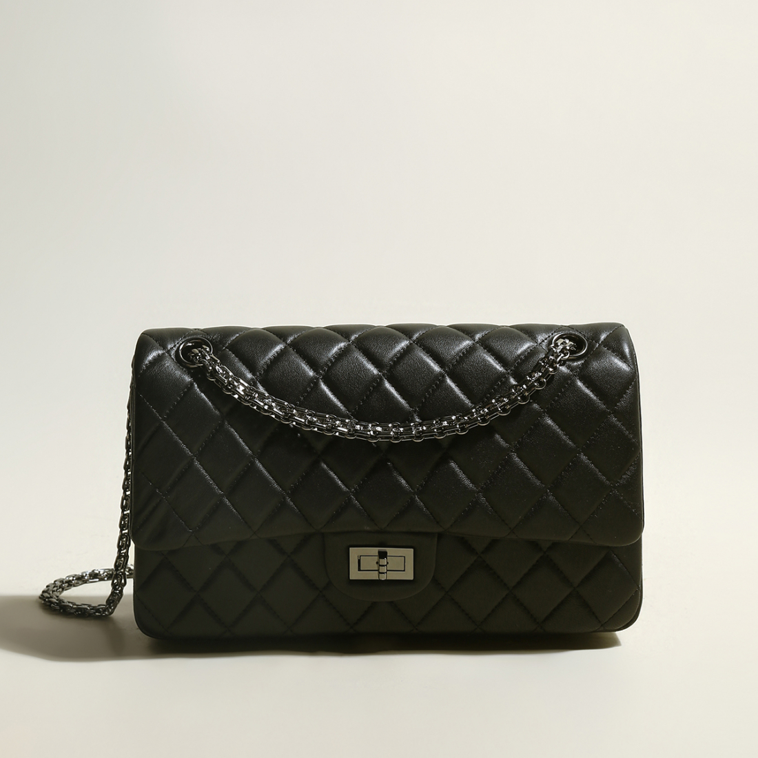 Women's 'Quilted Metallic Chain Straps' Shoulder Bag