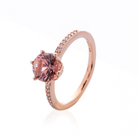 Women's 'Sparkling Pink Crown Solitaire' Ring