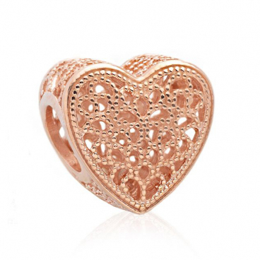 'Filigree & Beaded Heart' Charm für Damen